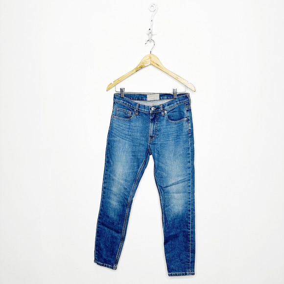 EVERLANE CHEEKY Mid Rise Skinny Jean medium blue stretch womens size 28 ANKLE - Picture 1 of 8